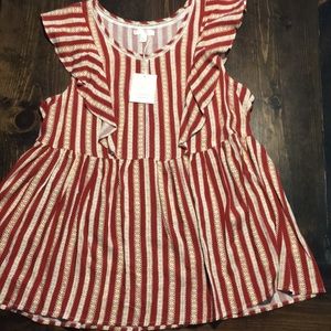 Striped ruffle sleeve Lauren Conrad Top